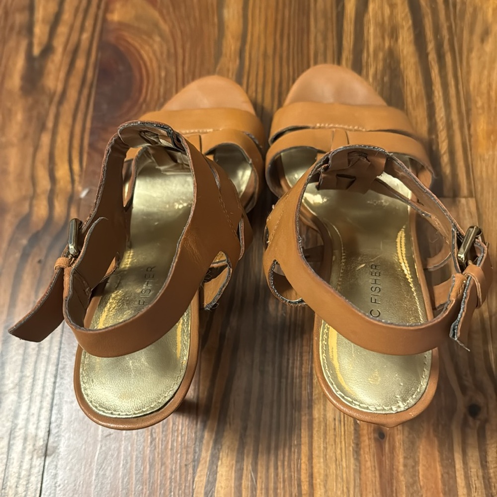Marc Fisher 4” Brown Leather Sandal Heels Size 6.5 M - Picture 6 of 7